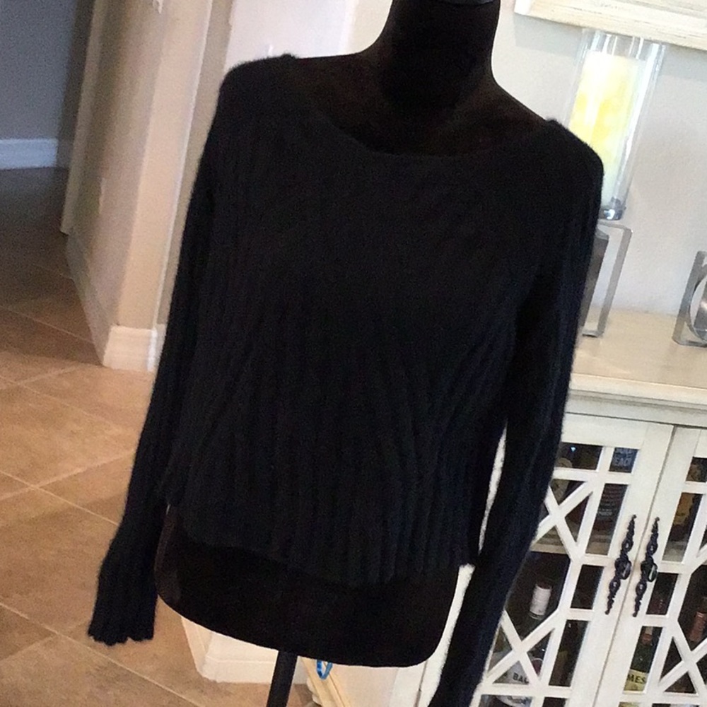 THEPERFEXT 100% cashmere cropped, long sleeve, heavy cashmere, black, size M